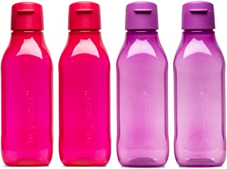 Tupperware Aquasafe Plastic Water Bottle Set, 1 Litre, Set of 4, Multicolour