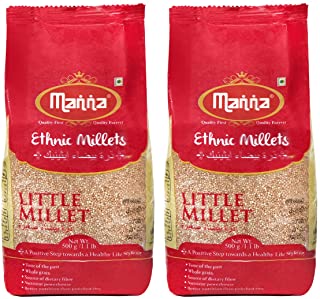 Manna Little Millet Natural Grains 1kg (500g x 2 Packs) - (Kutki / Samai / Same / Samulu)