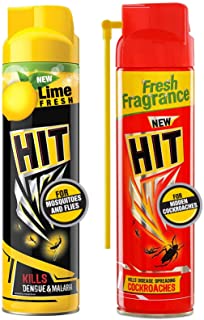 HIT Mosquito and Fly Killer Spray, Lime Fragrance, 700ml + HIT Cockroach Killer Spray, 625ml