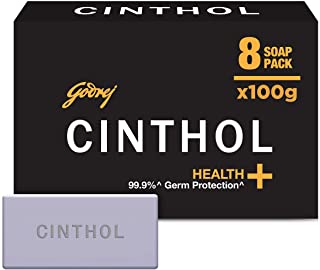 Cinthol Confidence+ Germ Protection Bath Soap, 100g (Pack of 8)
