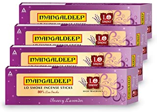 Mangaldeep Lo Smoke Incense Sticks - Breezy Lavender Total 200 Sticks (Pack of 4)