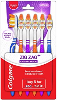 Colgate ZigZag Toothbrush, Pack of 6 Medium Multicolour Soft Tooth brush