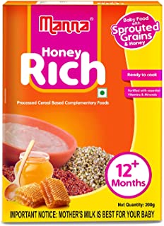 Manna Baby Cereal 200g | Baby Food (12+Months) Sprouted Ragi with Honey Powder
