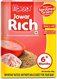 Manna Baby Cereal 200g | Baby Food (6+Months) Sprouted Jowar with Beetroot Powder