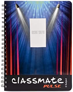 Classmate Soft Cover 6 Subject Spiral Binding Selfie Notebook, Single Line, 300 Pages