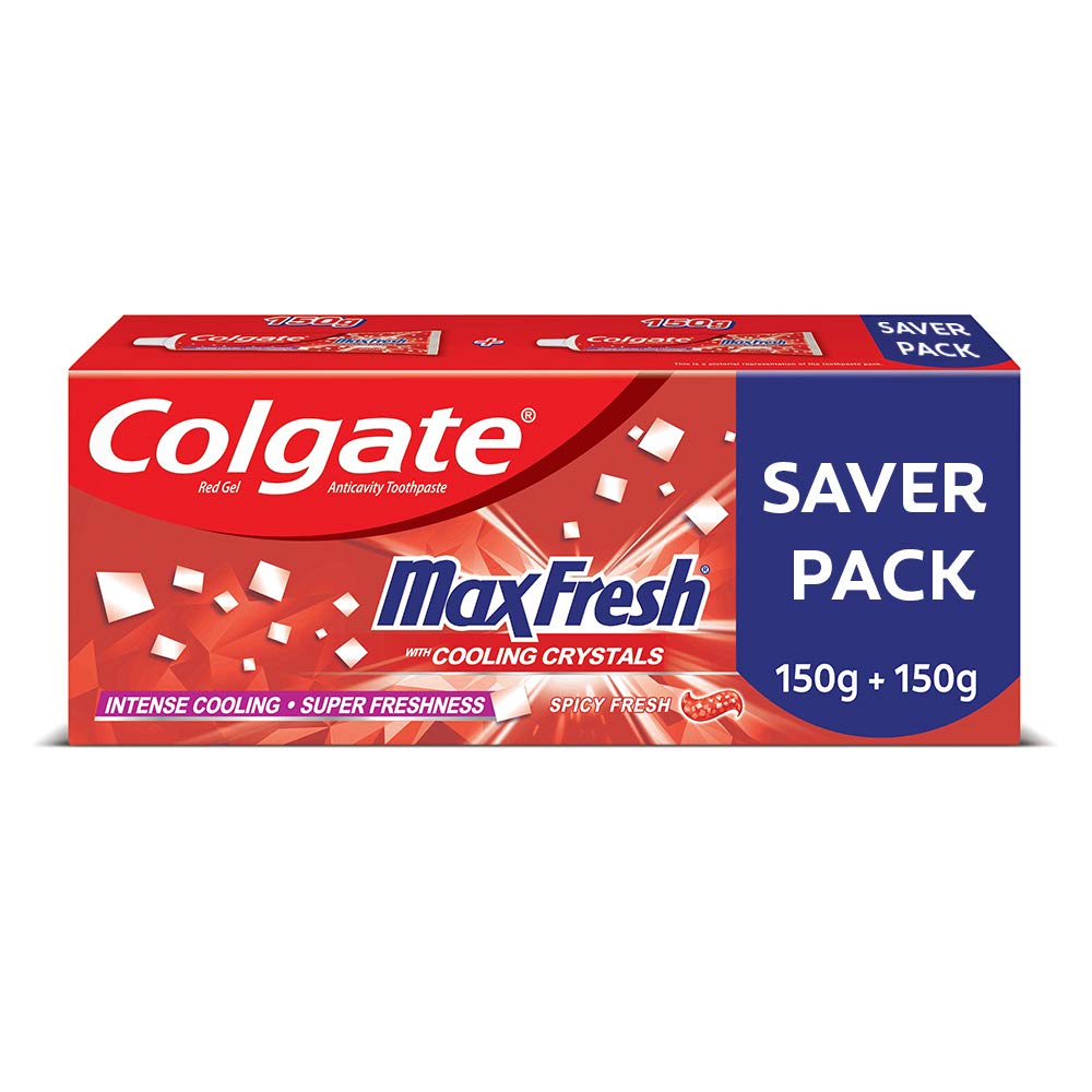 Colgate Max Fresh Toothpaste, Red Gel Paste with Menthol For Tooth (150 * 2)