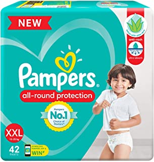 Pampers All round Protection Pants, Double Extra Large size baby diapers (XXL) 42 Count, Lotion with Aloe Vera