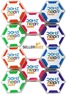 happymaa Doms Neon Hexagonal Eraser with Plastic Box Pack of 20 PEC