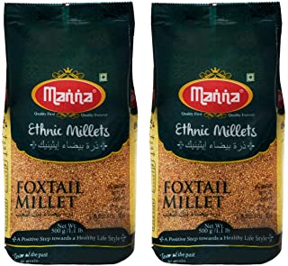 Manna Foxtail Millet Natural Grains, 1kg (500g x 2 Packs) - (Kaon / Kang / Kangni / Kakum / Navani / korralu / Korra / Thinai)