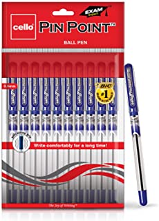Cello Pinpoint Ball Pen - Blue | Pack of 10 | Lightweight Ball Pens | Exam Pens with Grip | Ball Pens for Students