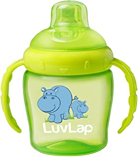 LuvLap Hippo Spout Sipper for Infant/Toddler, 225ml, Anti-Spill Sippy Cup with soft Silicone Spout BPA Free,