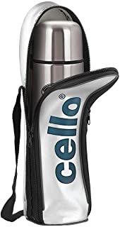 Cello Flip Style Stainless Steel Bottle with Thermal Jacket (1000ml, Silver)
