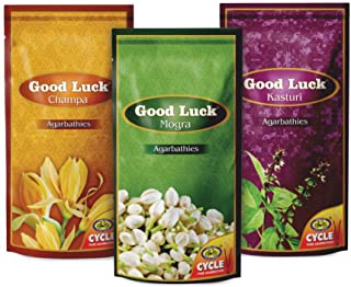 Cycle Good Luck Special Combo Pack Champa, Mogra and Kasturi Incense Sticks - Pack of 3