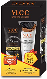 VLCC Charcoal Scrub & Peel-Off Mask Combo, 2 Pieces