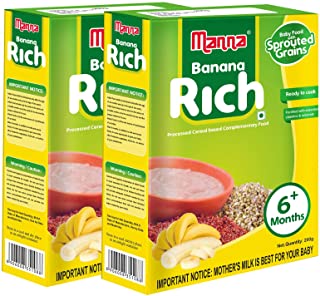 Manna Baby Cereal 400g | Baby Food (6+Months) Sprouted Ragi & Banana