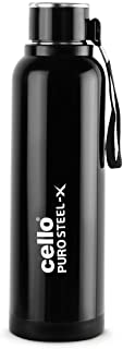 Cello Puro Steel-X Benz Stainless Steel Water Bottle with Inner Steel and Outer Plastic , 900 ml (Black)